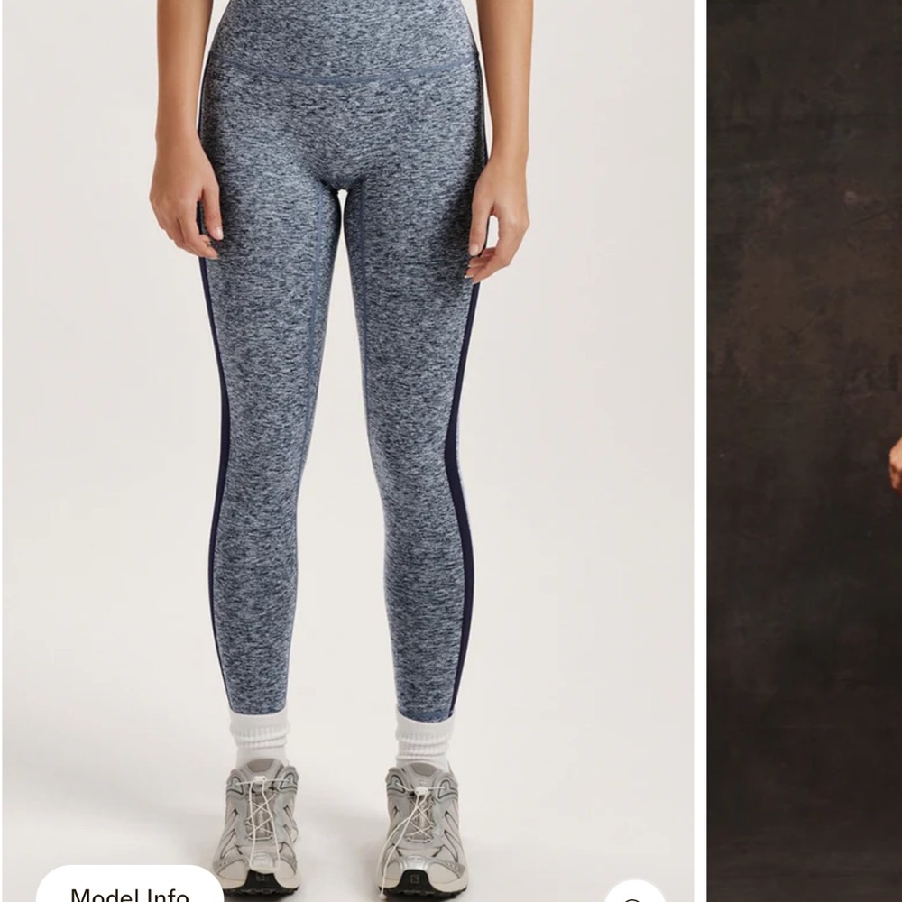 SET Active Heather Gray High-Waist Leggings with Navy Side Stripe